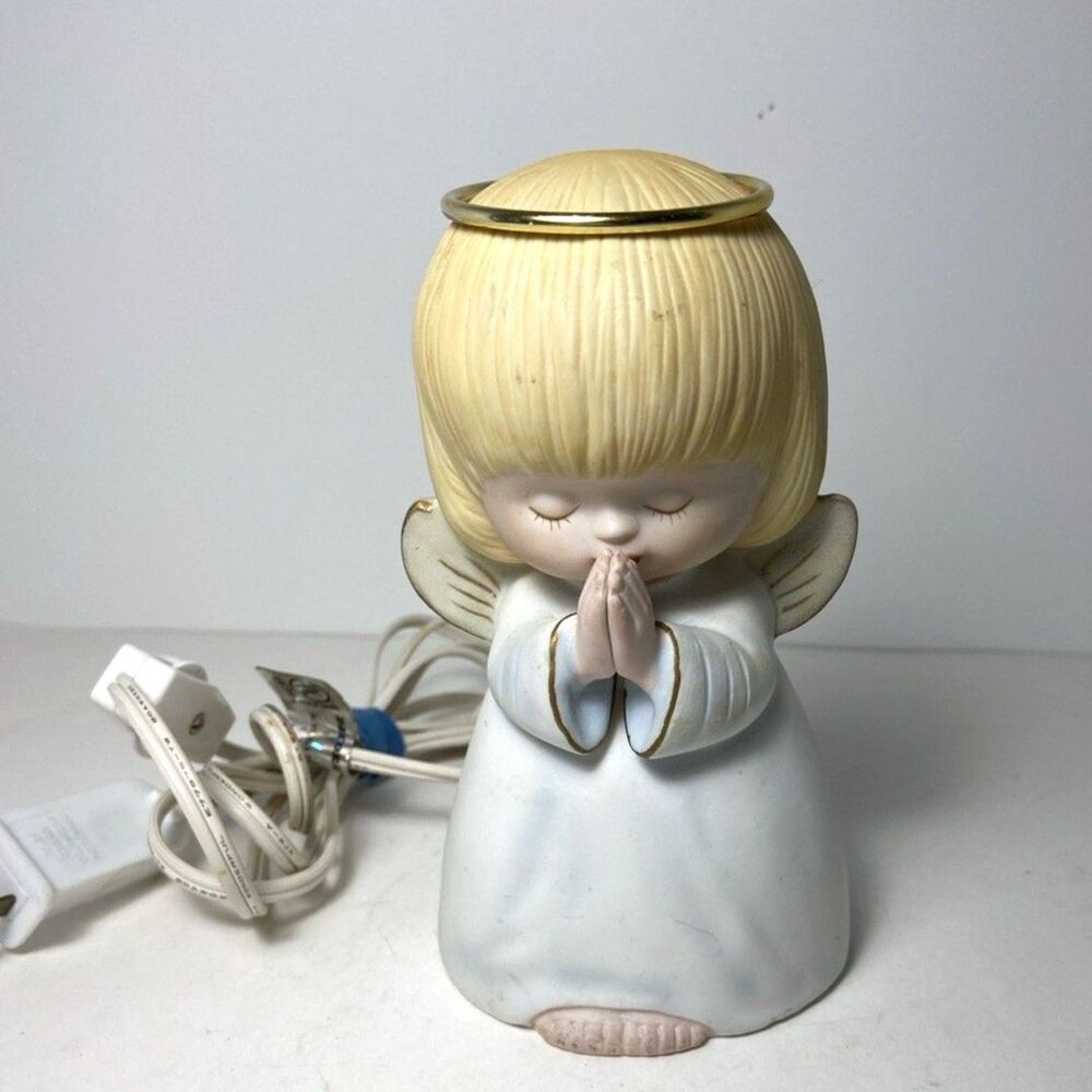 Vintage Hallmark Praying Angel Girl Night Light Porcelain Halo Corded  Working
